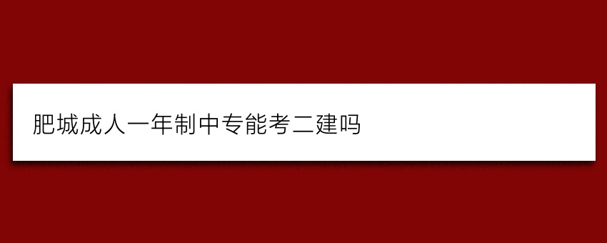 肥城成人一年制中专能考二建吗