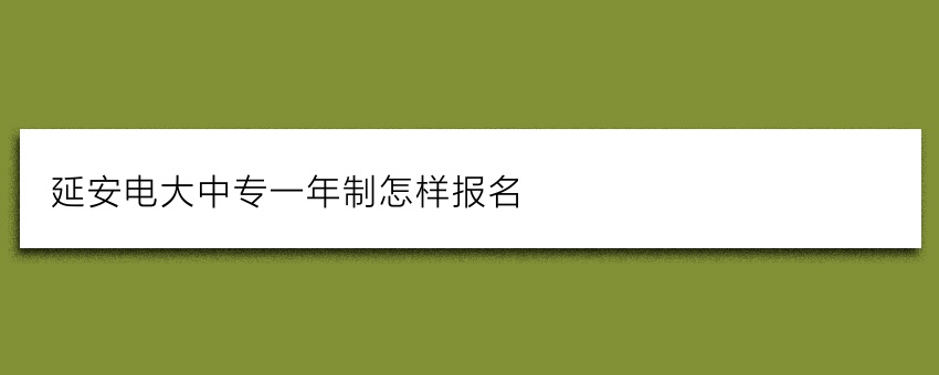 延安电大中专一年制怎样报名