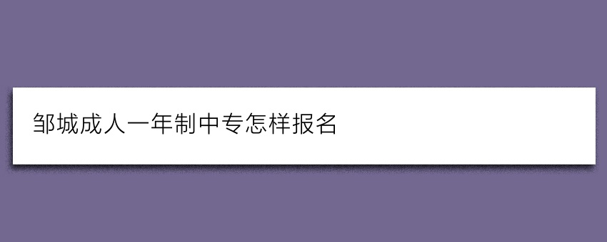邹城成人一年制中专怎样报名