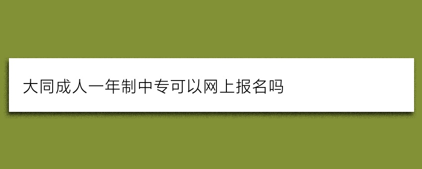 大同成人一年制中专可以网上报名吗