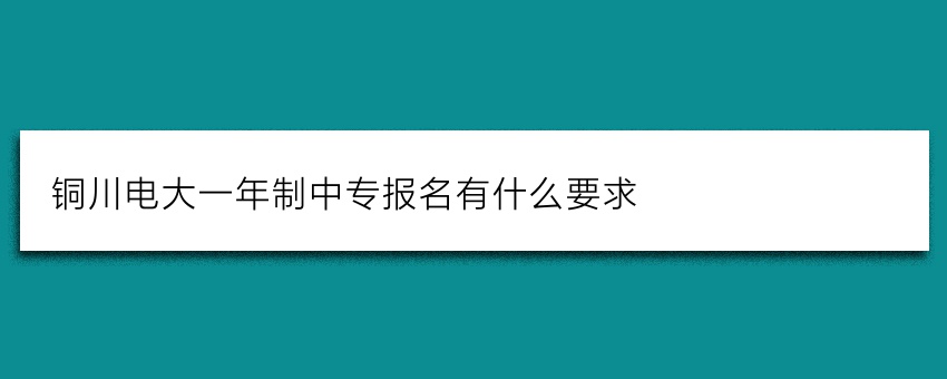 铜川电大一年制中专报名有什么要求