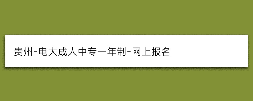 贵州-电大成人中专一年制-网上报名